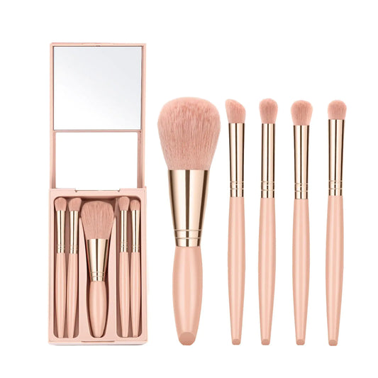 IRYCSSCE Travel Makeup Brush Set travel make up brushes sets mini eye shadow kits small size eyeshadow case eyes makup brushed makeuo soft brushs basic cosmetic profesional tools (Apricot)